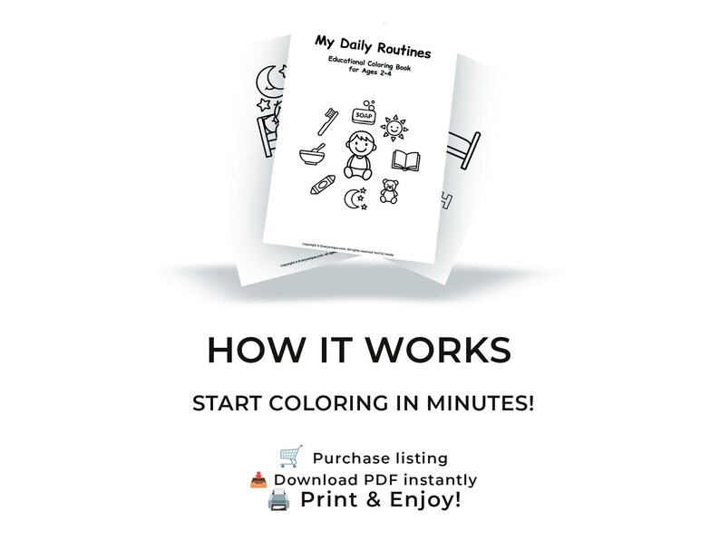 Toddler Daily Routine Coloring Book: Montessori Life Skills (PDF) - Etsy