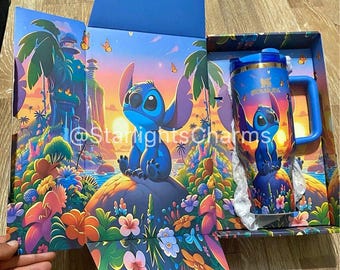 Stitch cup, Engraved 40oz Travel Coffee Tumbler: Limited Edition Car Mug