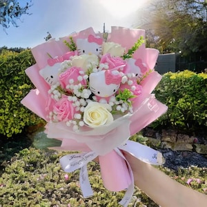 Kitty Blumenstrauß, Kunstblumen, Kunststrauß, Geschenk, Blumen, Strauß, Geschenk für sie, süße Blumen