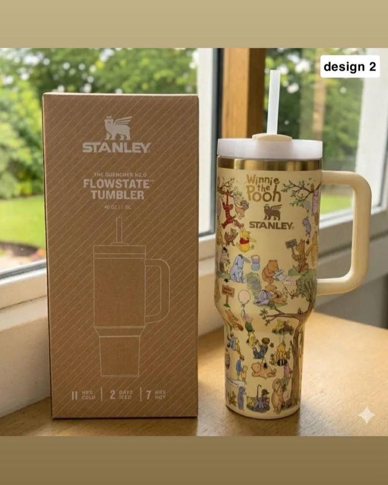 Classic The Pooh Stanley Tumbler 40oz, Laser Printed Design Design 2 normal box