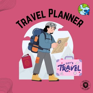Travel Planner Printable, Vacation Itinerary, Packing List (Digital Download)