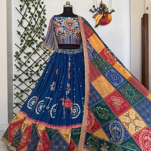 Traditional Indian Lehenga Set with Mirror Work Choli