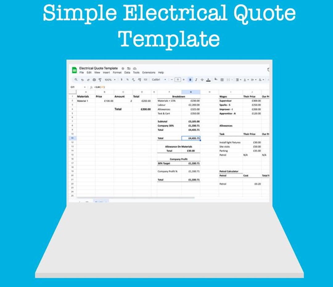Electrical Project Quoting Template - Etsy