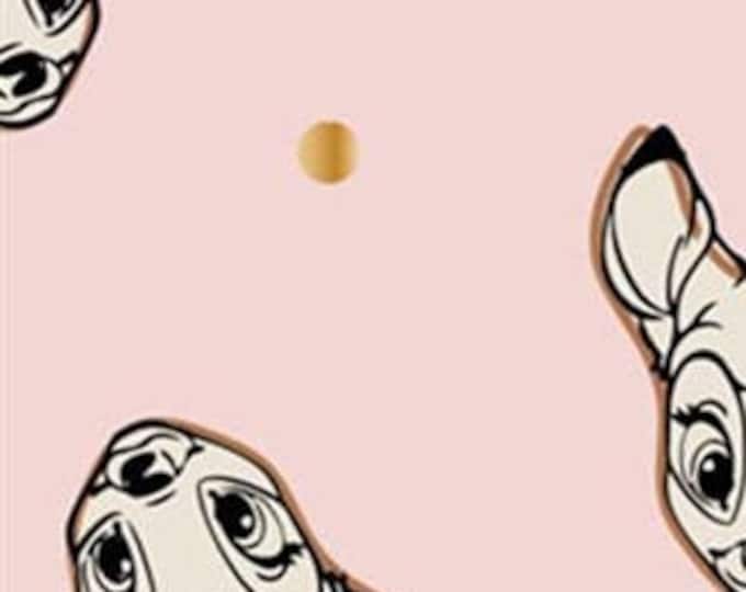 Disney Cute And Wild!  Bambi Heads Tossed on Pink with Gold Metallic Dots!....100% Cotton