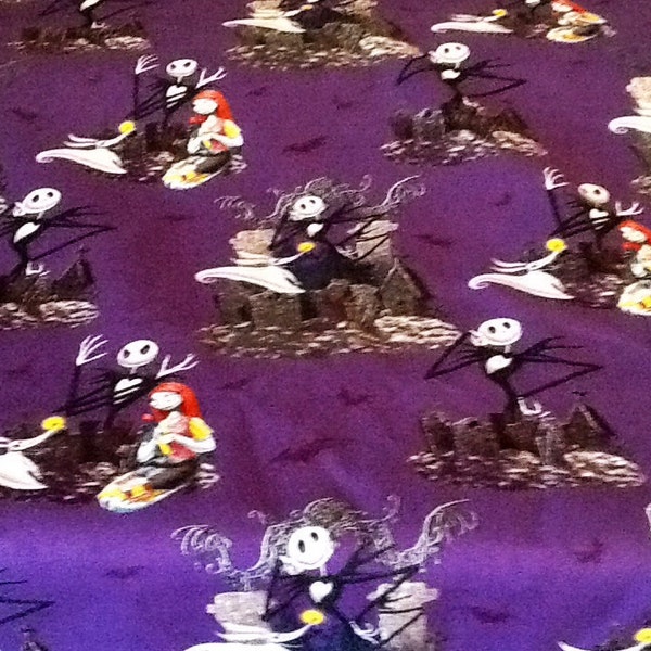 Jack Skellington Sally Nightmare Before Christmas 2014 Halloween Cotton Fabric...BTY!! RARE!!