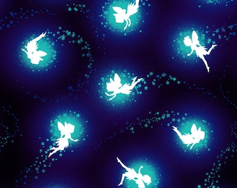 Henry Glass Summer Night Soiree!  Glow In The Dark Fairies and Mushrooms!  100% Cotton