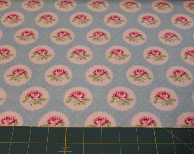 Tanya Whelan's Dotted Roses from the Charlotte Collection!  Blue or Pink you choose!!  Out of Print!  100% Cotton