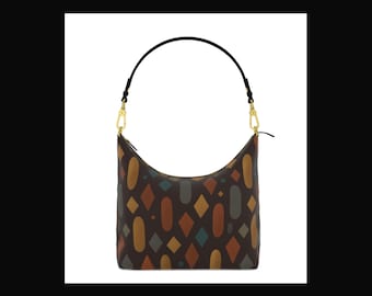 Diamond Drops Hobo Bag – Designer leren tas van 100% nappaleer, handgemaakt in het Verenigd Koninkrijk, exclusief geometrisch patroon, luxe accessoire