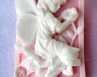 Pink and White Cameo Fairy Hawaiian Plumeria Glycerin Soap, Flowers and Fairy Glycerin Soap, Angel Soap, Moisturizing Glycerin Soap