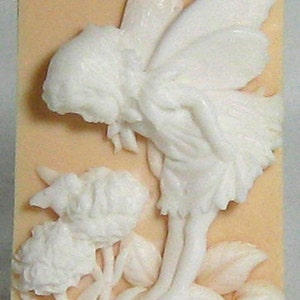 Peach & White Cameo Fairy Glycerin Soap, Fairy With Kerchief Like a Hummel Figurine Glycerin Soap, Angel Soap, Moisturizing Glycerin Soap image 1