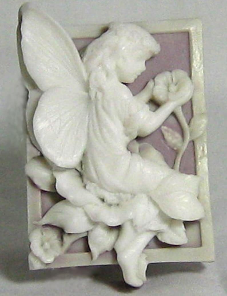 Peach & White Cameo Fairy Glycerin Soap, Fairy With Kerchief Like a Hummel Figurine Glycerin Soap, Angel Soap, Moisturizing Glycerin Soap image 4