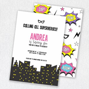 Superhero Girl invitation printable and editable
