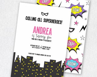 Superhero Girl invitation printable and editable