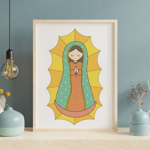 Our Lady of Guadalupe Printable, Printable Wall Art, Holy Mary, virgencita, Virgen de Guadalupe, Digital, Virgen Maria, mother&#39;s day gift