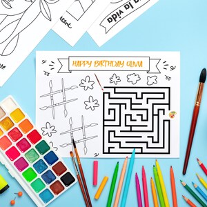 Kunst Party Tischset, Kunst Färbung Aktivität Tischset, Kunst Geburtstagsspiele, Kunst Partygeschenke (Instant Download und bearbeitbare Datei)