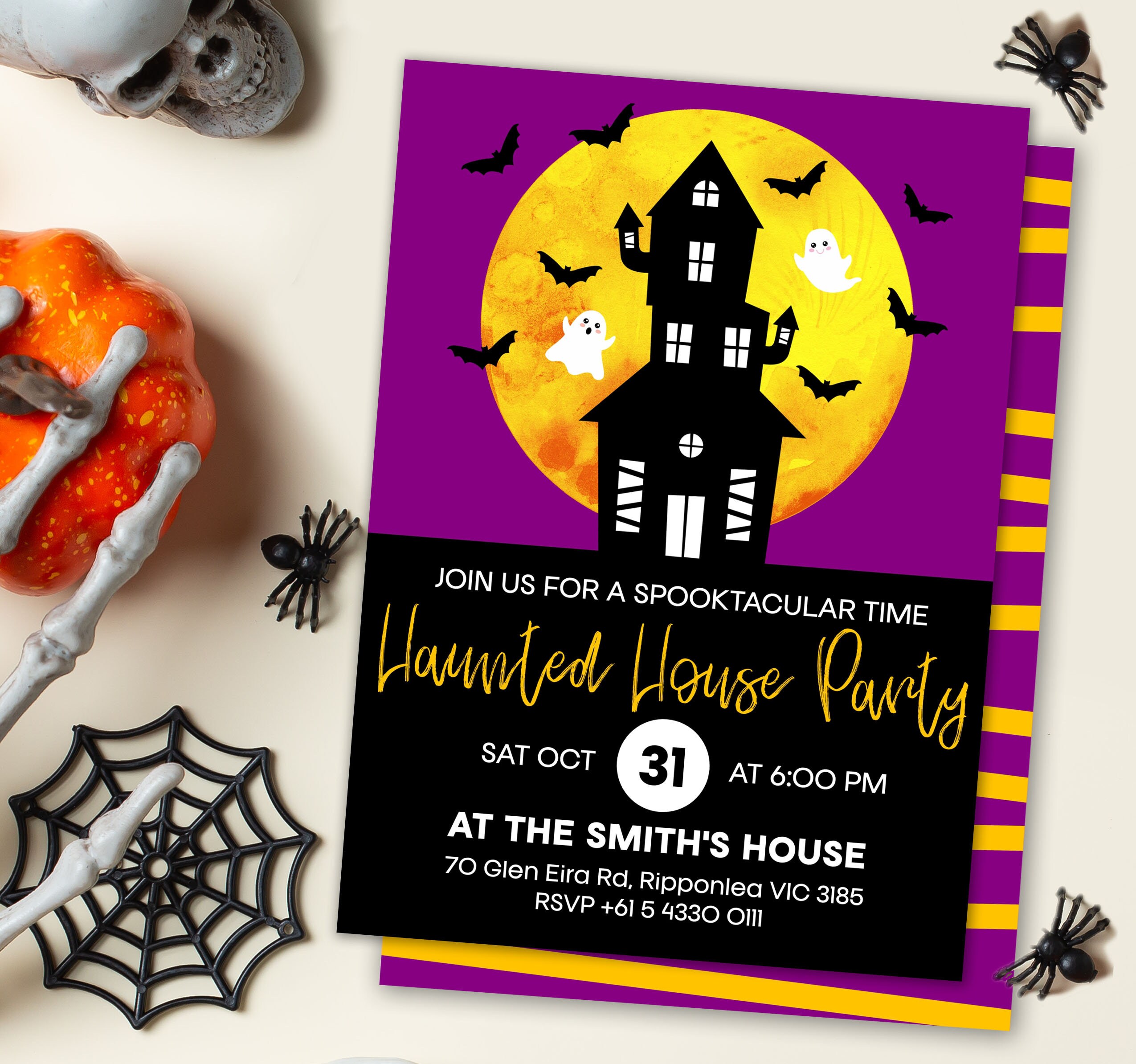 HAUNTED HOUSE COLOR Party Invitation, Halloween Party Invitation ...