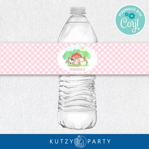 FARM Pink WATER LABEL. Editable farm label, Printable farm water label