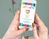 Art Party Birthday Evite Paint  Party Invite  Colorful Art Party EDITABLE