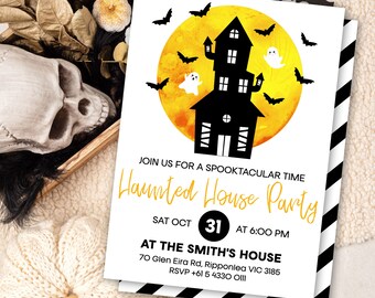 HAUNTED HOUSE PARTY Invitation, Halloween party invitation ( Instant Download and Editable File)