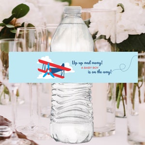 Airplane customizable WATER Label, Instant Download ( Instant Download and Editable File)