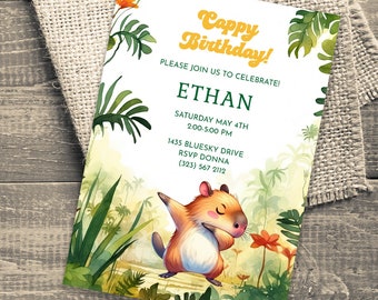 Capybara Printable Invitation. Editable Capybara Invitation