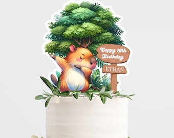 CAPYBARA CAKE TOPPER, Editable, Printable