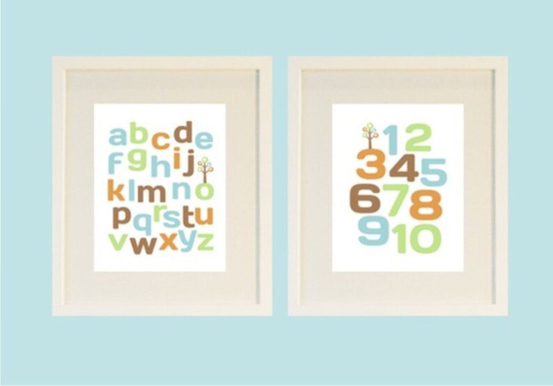 ABC & 123 Boy Printable Wall Art Instant download image 1