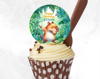 Printable CAPIBARA Cupcake toppers  ( Instant Edit and Download)