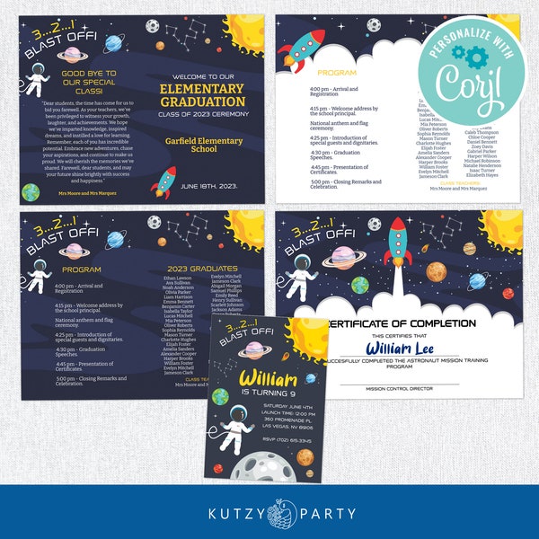 Graduation Space Combo (Includes Invitation, Save the date, Certificate and Graduation program)