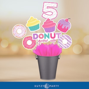 Printable Donuts Cake Topper, Donuts Party Centerpiece, Donut Party Table Decor, Instant download