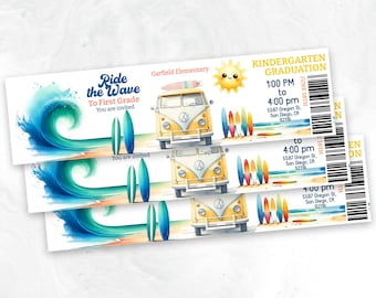 Surf ticket invitation, Ride the wave ticket invitation