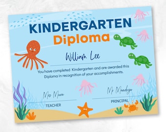 Under the sea Kindergarten Graduation Certificate