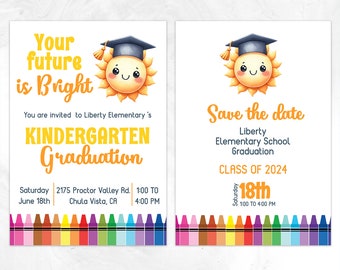 Your future is bright Graduation Invitation and  Save the date card