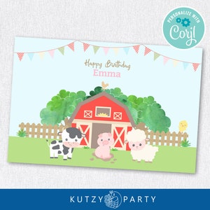 Farm Backdrop, Baby Farm animals Backdrop, Barnyard Backdrop