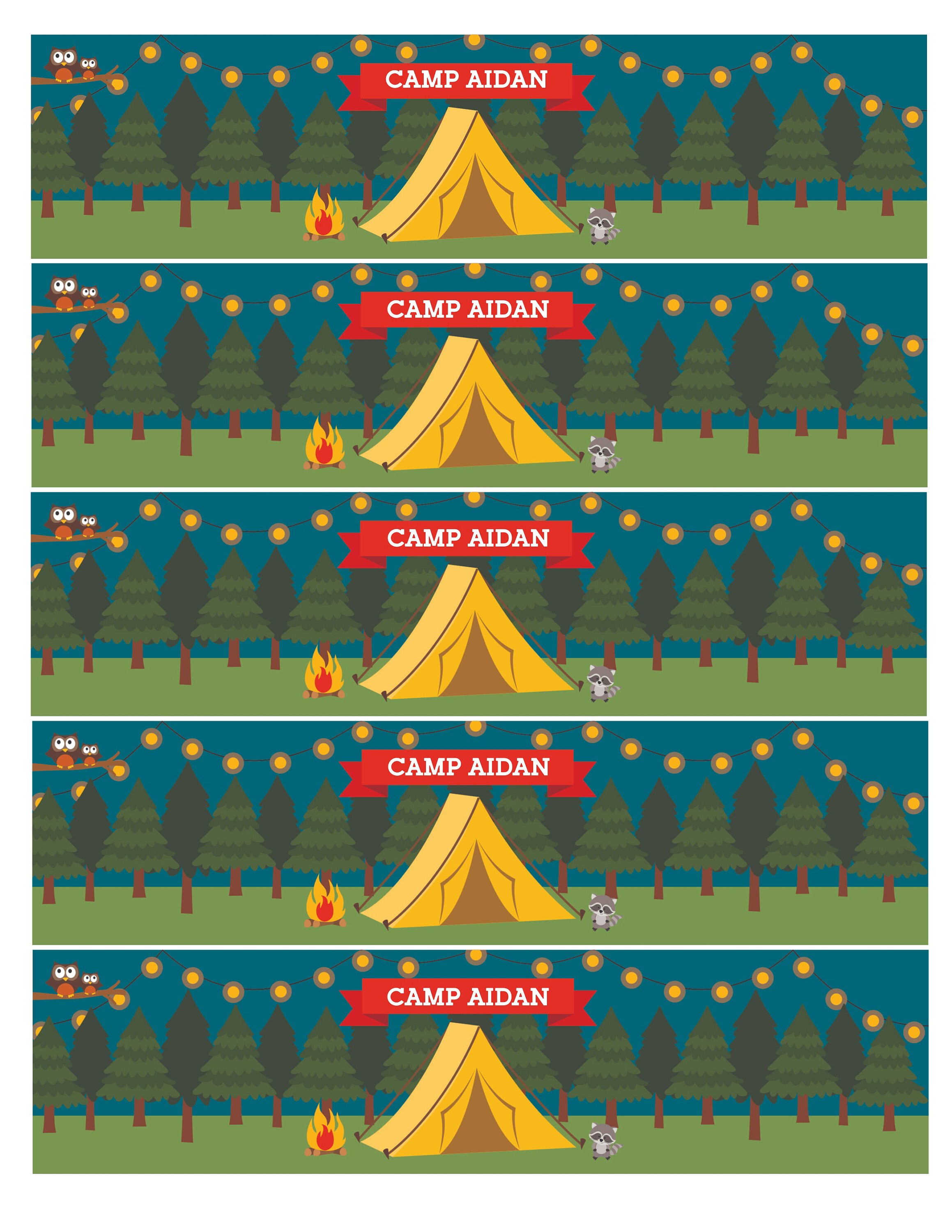 Camping Customizable WATER Label, Instant Download ( Instant Download ...