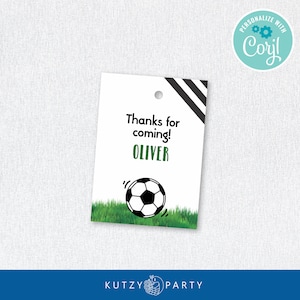 Soccer Favor Tags Printable, Editable. Soccer printable labels