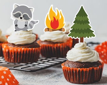 Printable Camping Cupcake toppers  ( Instant Download)