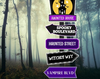 Haunted House Halloween Directional Signs Party Pack Printables