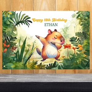 Capybara Party Backdrop Editable and printable