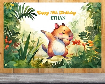 Capybara Party Backdrop Editable and printable