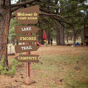 Camping Richtungsschilder (Instant Download und bearbeitbare Datei)