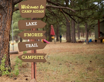 Camping Directional Signs ( Instant Download and Editable File)