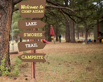 Camping Directional Signs ( Instant Download and Editable File)
