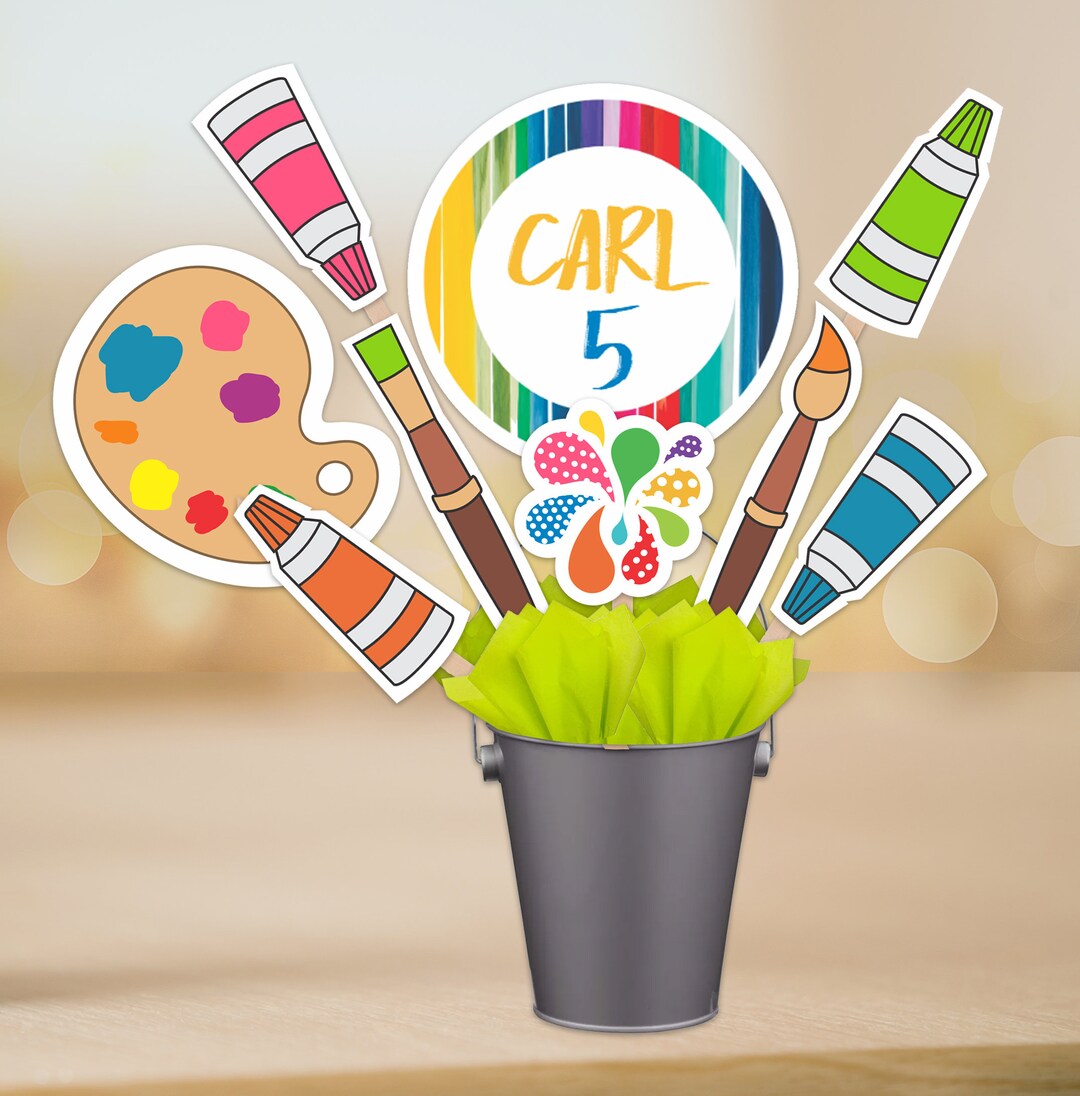 Printable Art Cake Topper Art Party Centerpieces Art Birthday Party