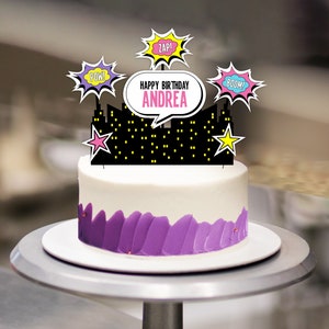 SUPERHERO GIRL Cake Topper ( Instant Download and Editable File)