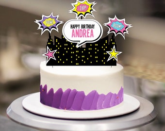 SUPERHERO GIRL Cake Topper ( Instant Download and Editable File)