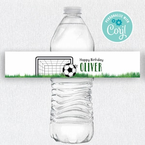 SOCCER WATER LABEL. Editable soccer label, Printable soccer water label