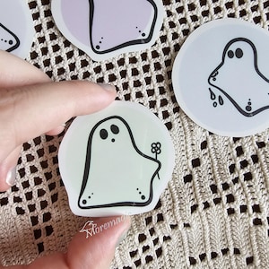 Pastel Ghost Sticker: Handmade Vinyl Decal for Laptop, Journal