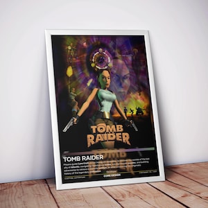 Tomb Raider 1996-poster | Videogameposter | 4 kleuren | Hoge kwaliteit matte print | Actie-avontuur muurkunst | Gratis verzending in de VS