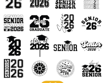 Senior 2026 Svg Bundle, Senior 2026 Shirt Svg,Class of 2026 Svg,Senior Coquette Bow svg,Graduation 2026 SVG, Senior Mom Svg, high school svg